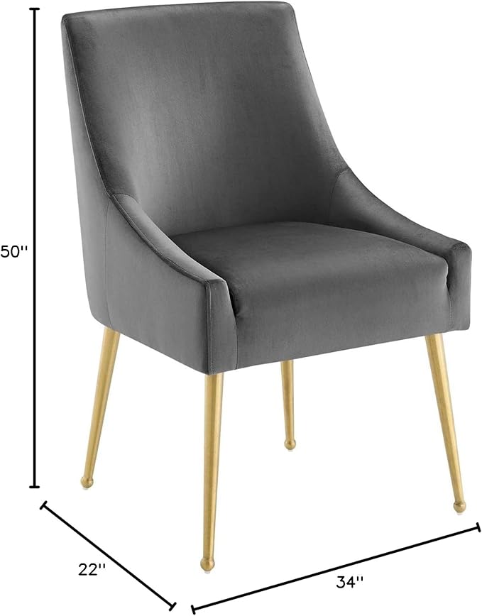 Modway Discern Upholstered Performance Velvet Dining Chair Set of 2, Gray