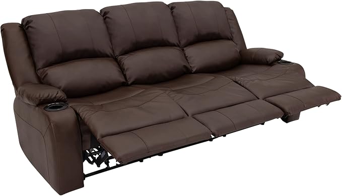 RecPro RV Recliner Charles 80" Powered Triple Wall Hugger | Drop Down Console | RV Furniture with Upgraded 2023 Fabric (Mahogany)
