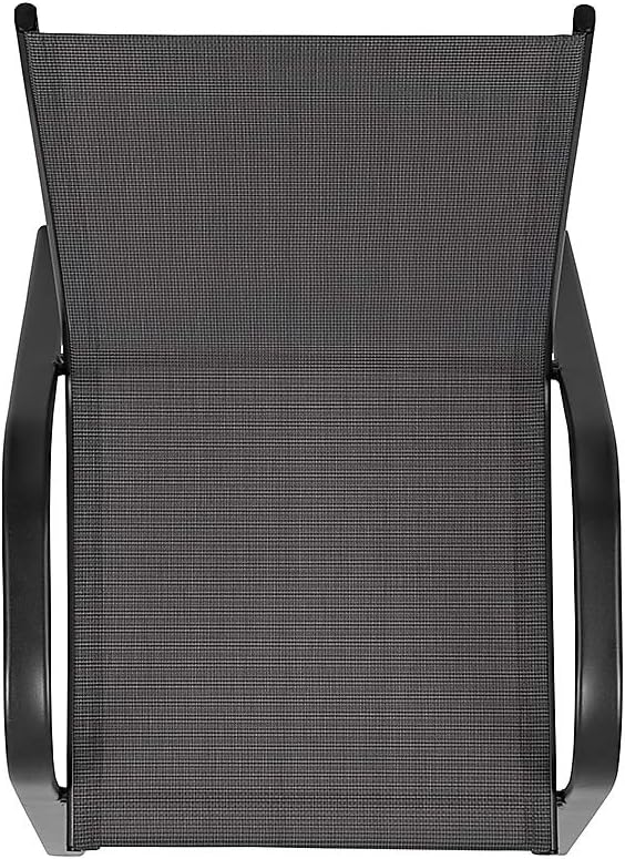 Flash Furniture Brazos Series Outdoor Stackable Patio Chairs with Flex Comfort Material, Stacking Outdoor Modern Sling Patio Chairs, Set of 5, Black