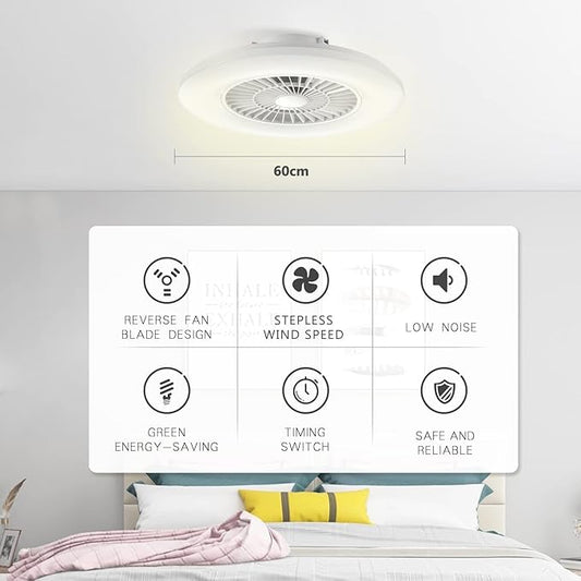 Ceiling Fans with Lights and Remote, 24'' Low Profile Ceiling Fan, RGB Ceiling Fan Lights, Stepless Dimming for Living Room, Dining Room, Bedroom