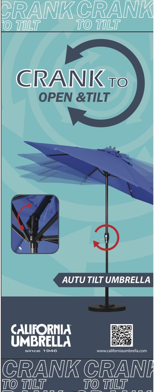 California Umbrella 12-Year Protection 9-Ft Outdoor Patio Umbrella, Sunbrella Fade-Resistant Acrylic Fabric, Auto Tilt and Crank, Heavy-Duty Aluminum Frame/Reinforced Ribs, Bronze Pole, Gateway Blush
