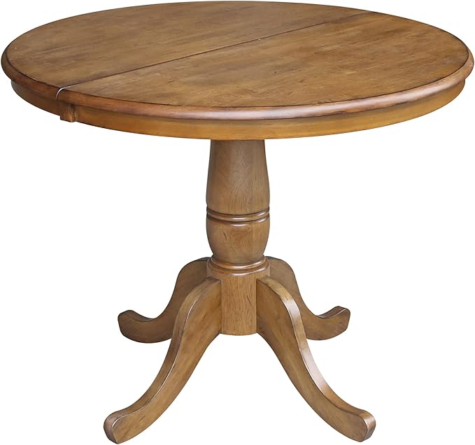 IC INTERNATIONAL CONCEPTS 36" Round Top Pedestal Ext Table with 12" Leaf and 4 X-Back Rta Chairs