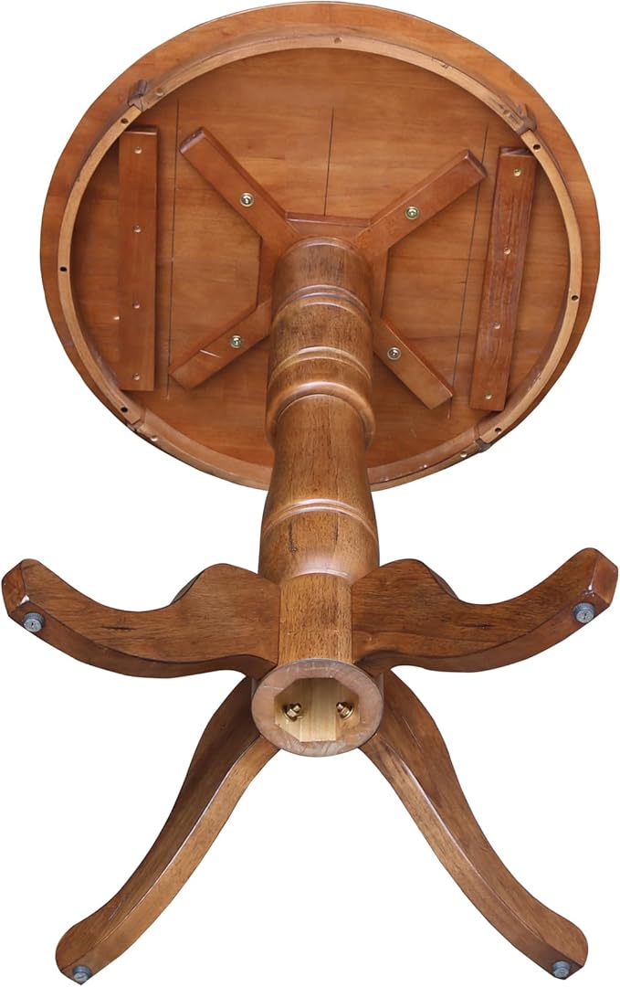 IC INTERNATIONAL CONCEPTS 30" Solid Wood Round Top Pedestal Table in Distressed Oak - 41.1" Height