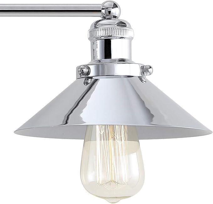 JONATHAN Y 7.88" Chrome 1-Light Industrial Farmhouse Metal Vanity Light Wall Sconce, Metal Shade for Bathroom Mirror, Kitchen, Entryway, LED Bulb Included (JYL7425A)