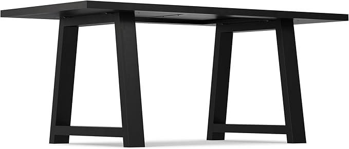 SIMPLIHOME Whitley Dining Table - 72 inch Wide Solid Mango Wood Rectangular Table in Black, Modern Farmhouse Style for Dining Room or Kitchen with Extra-Thick Trestle Base, Seats 6