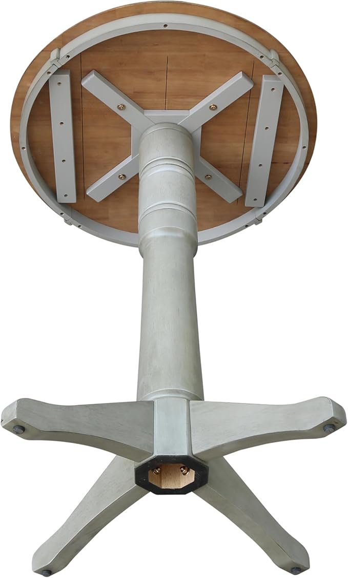 IC INTERNATIONAL CONCEPTS 30" Round Wood Distressed Hickory/Stone Table-Bar Height