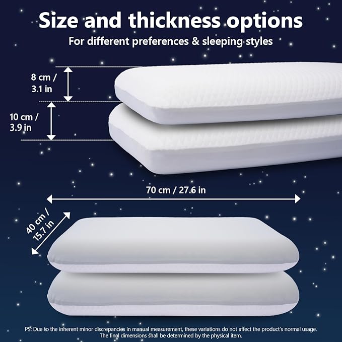 Memory Foam Pillow for Neck and Shoulder Pain Relief, Medium Firm with Reversible, Washable Cover for All Seasons Perfect for CPAP Users, Side, Back, and Stomach Sleepers(16 × 28 × 4 in)