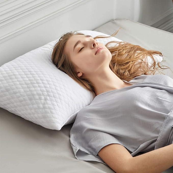 NTCOCO Shredded Memory Foam Bed Pillows for Sleeping Queen Size 2 Pack,with Washable Removable Hypoallergenic Sleep Pillow for Back and Side Sleeper