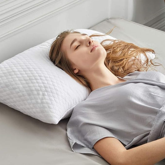 NTCOCO Shredded Memory Foam Bed Pillows for Sleeping Queen Size 2 Pack,with Washable Removable Hypoallergenic Sleep Pillow for Back and Side Sleeper