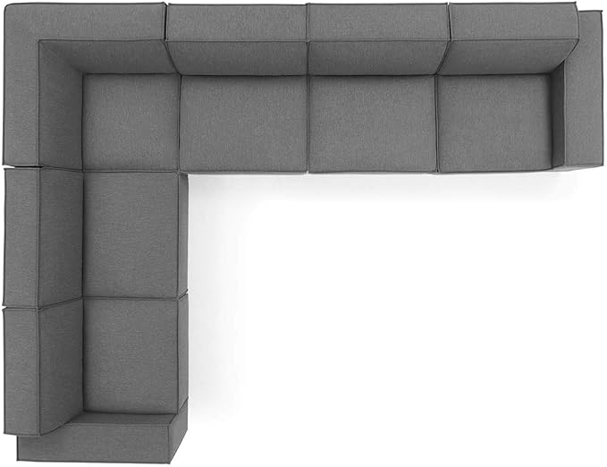 Modway Restore 6-Piece Upholstered Sectional Sofa in Charcoal