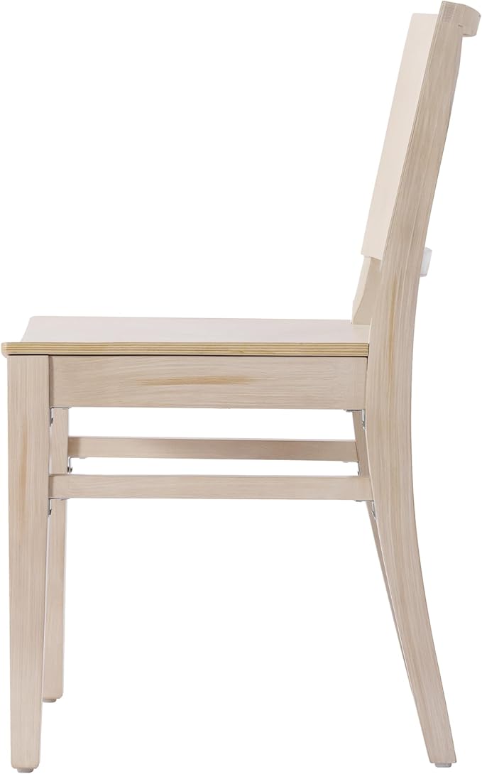 Flash Furniture Naples Commercial Solid Wood Dining Chair, Curved Backrest, Sturdy Mortise and Tenon Construction, Set of 2, Antique White