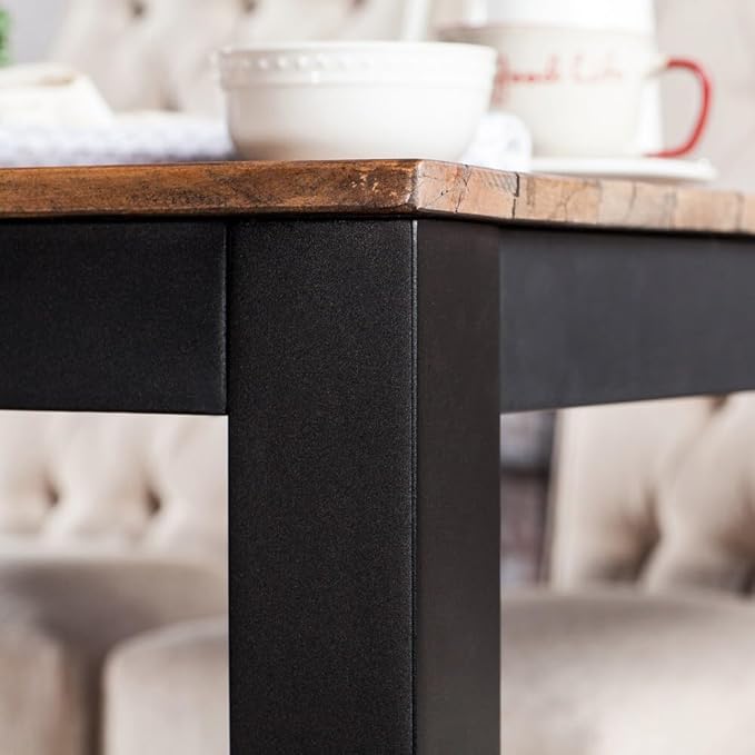 Furniture of America Giano Modern Wood 72 Table with Metal Legs for Kitchen, Dining Room, Weathered Brown and Black