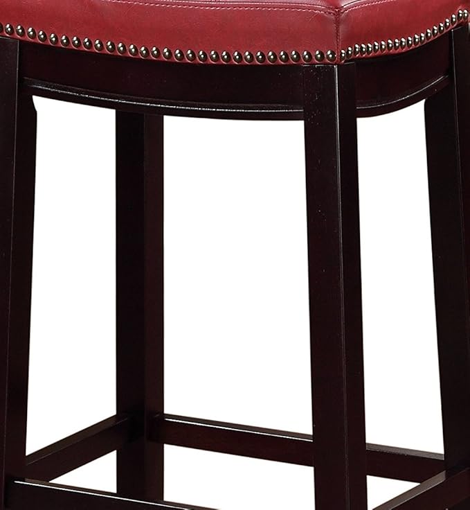 Linon Claridge Bar Stool, 32" x 18.75" x 13", Red