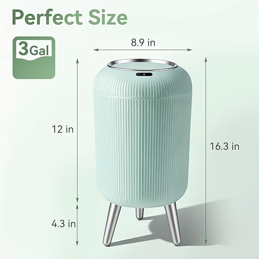Automatic Motion Sensor Bathroom Trash Can Touchless,3 Gallon/11L Smart Garbage Bin,Mini Trash Can with Removable Legs for Toilet,Kitchen,Bedroom,Office,Smart Plastic Electric Garbage Cans-Blue