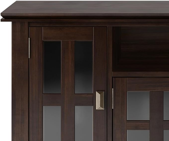 SIMPLIHOME Artisan TV Stand - 53 inch Wide Solid Wood Tall Media Console in Russet Brown, Contemporary Entertainment Center for Living Room for TVs up to 60 Inches with Drawers and Cable Management
