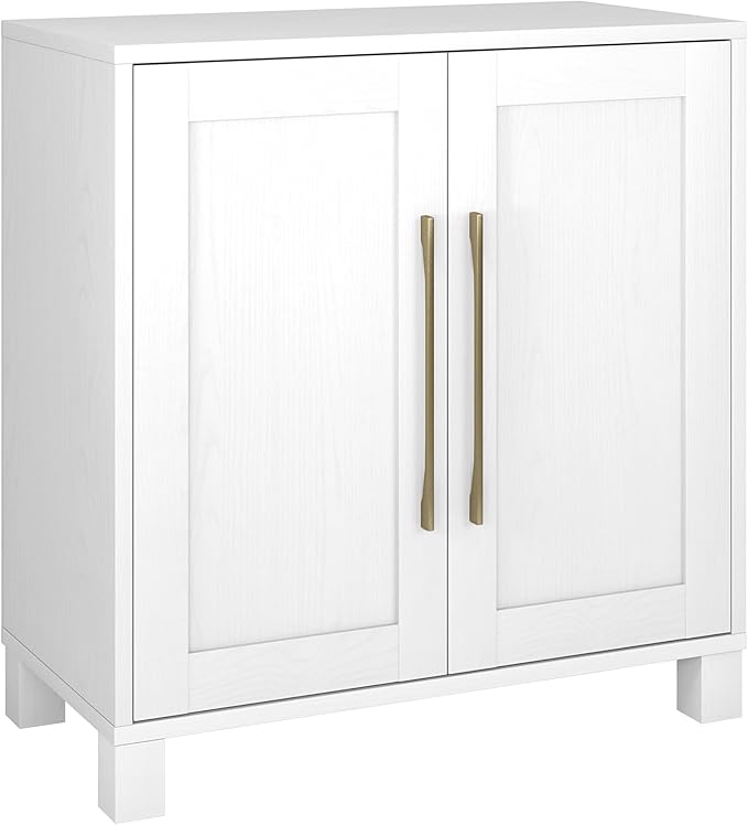 Henn&Hart 28" Wooden Accent Cabinet, Modern Sideboard Buffet Cabinet with 2 Doors and an Adjustable Shelf for Living Room, Dining Room, Bedroom or Entryway, Cloud White