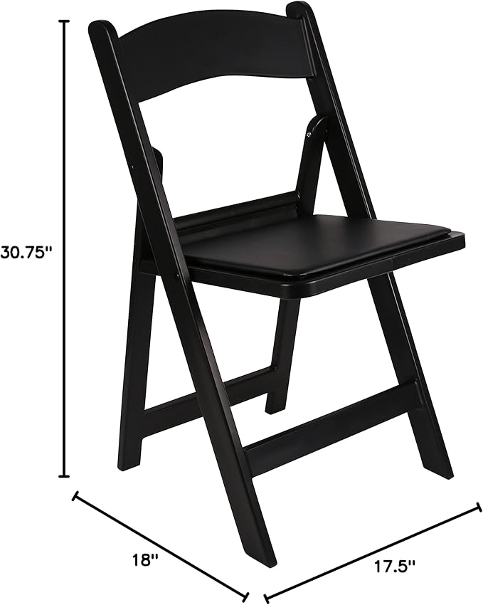 BTEXPERT Resin Folding Chair Vinyl Padded Seat Indoor Outdoor Lightweight Set for Home Event Party Picnic Kitchen Dining Church School Weddings- 2 Black