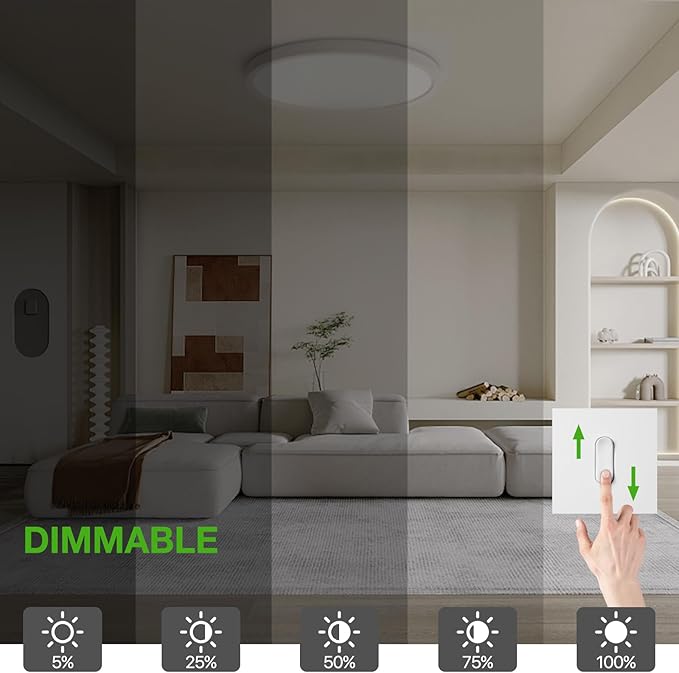 4Pack 15.8Inch LED Flush Mount Ceiling Light Fixture,32W 3200LM,Dimmable CCT 3000K/4000K/5000K,Round Flat Panel Light for Bedroom,0.7Inch Thin Modern Low Profile Ceiling Lights for Hallway,Kitchen