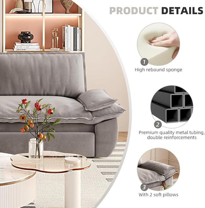 KEIKI 73.2" Queen Sleeper Couch, 3-in-1 Convertible Pull Out Sofa Bed with Adjustable Backrest, Modern Velvet Loveseat Sofa for Office Lounge Studio Apartment Multi Functional Furniture