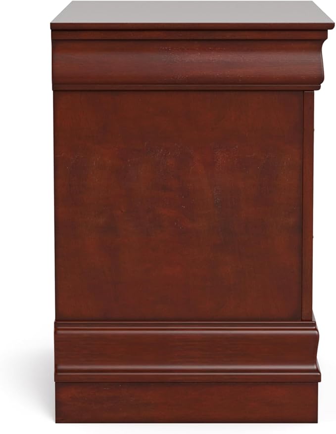 Furniture of America Arabella Traditional Solid Wood Nightstand with Drawers and Antique Nickle Handles, Small Bedside Table, No Assembly Wooden Night Stand for Bedroom, Guest Room, Dorm, Cherry
