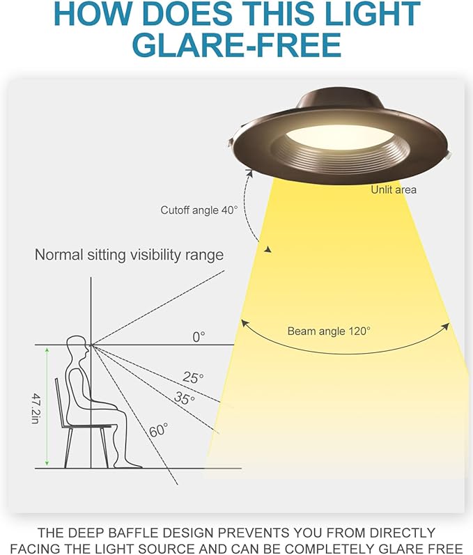 Lightdot 6 Inch Recessed Lighting 12 Pack Brown, 12W Dimmable LED Downlight 3CCT Selectable (3000K/4000K/5000K), Anti-Glare Slim Canless Ceiling Light