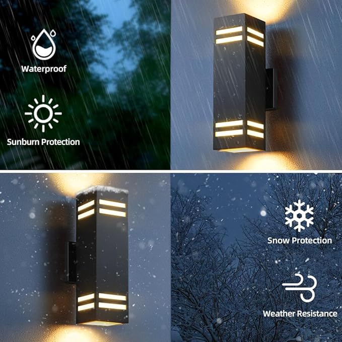 SHIMR Smart Outdoor Lights, RGBCW Color Changing Outdoor Lights, Modern Exterior Lighting Fixture Aluminum with Remote Control, Black Up and Down Lighting for House Compatible with Alexa [ETL Listed]