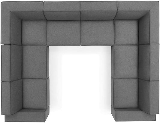 Modway Restore 8-Piece Upholstered Sectional Sofa in Charcoal