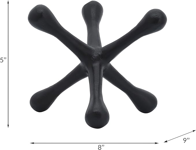 Metal Decorative Sculpture – Accessories for Room and Shelf Styling, Table, Desk, or Bookshelf Placement, Modern Sculpture Home Decor Accent for Layered Vignettes – 5", Black Matte Finish