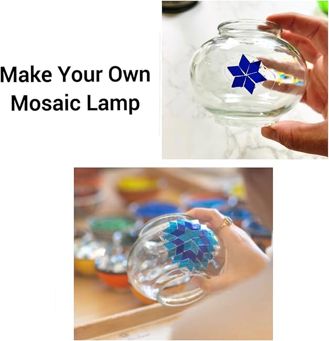 KRAFTSTORIES DIY Turkish Mosaic Lamp Craft Kit| Large Swan Neck Making Kit for Adults| Family Couple Relaxing Creative Activity Gift| Moroccan Table Lamp| Make Your Own Lamp (Blue)
