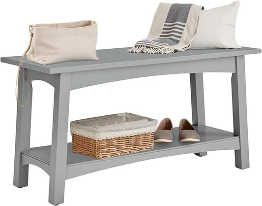 Craftsbury 36-Inch Wood Entryway Bench with Storage Shelf – Dove Gray Accent Bench for Entryway, Hallway, or Living Room – Small Space Seating with Farmhouse Charm by Alaterre Furniture