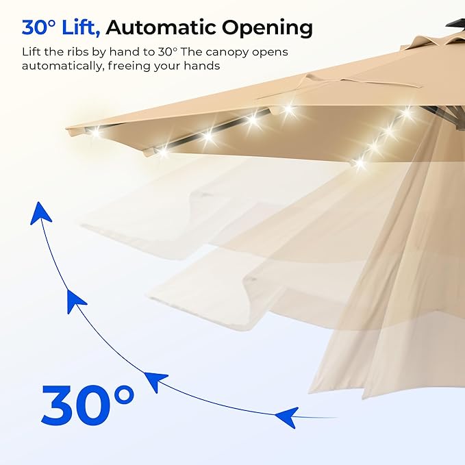 HOMSHADE Outdoor Patio Umbrella - Market Table Pool Deck Umbrella with Push Button Tilt, Crank, UPF50+ UV Protection and Sturdy Ribs, 3-Year Fade Resistance, 220GSM Solution-Dyed Fabric (No base)
