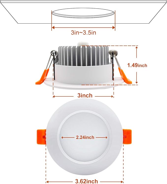 YGS-Tech 3.5 Inch LED Recessed Lighting, Dimmable Downlight 7W(55W Halogen Equivalent), CRI80, 3000K Warm White, Ceiling Light with LED Driver(4 Pack)