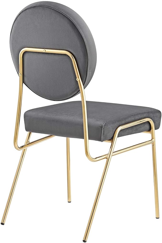 Modway Craft Performance Velvet Upholstered Side Dining Chair in Gold Gray