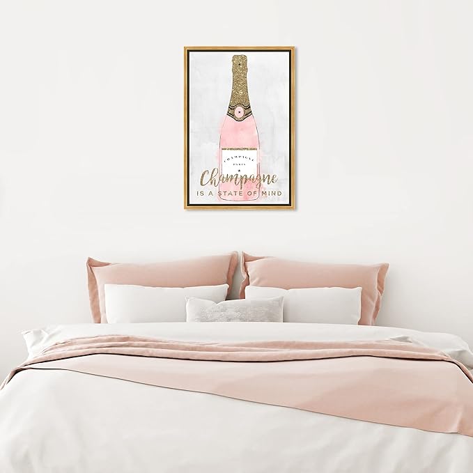The Oliver Gal Artist Co. Drinks and Spirits Wall Art Framed Canvas Prints 'Champagne Mind Glitter' Champagne
