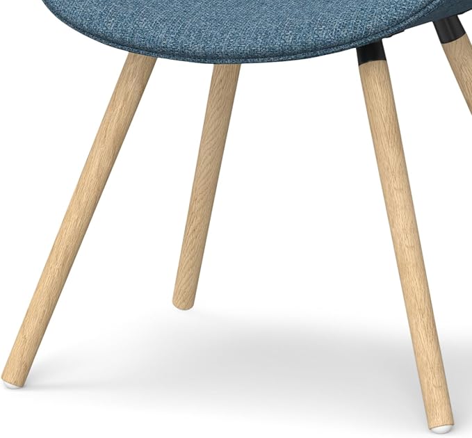 SIMPLIHOME Malden Dining Chair in Denim Blue Linen Look Fabric, 22.8 x 20.9 x 30.9 inches, Bentwood Design with Light Wood Legs for Dining Room