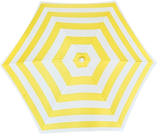 AMMSUN 5ft Seaside Umbrella for Sand Box and Water Table - Kids Durable Umbrellas for children Beach Camping Garden Outdoor Play Shade (5ft Yellow White)