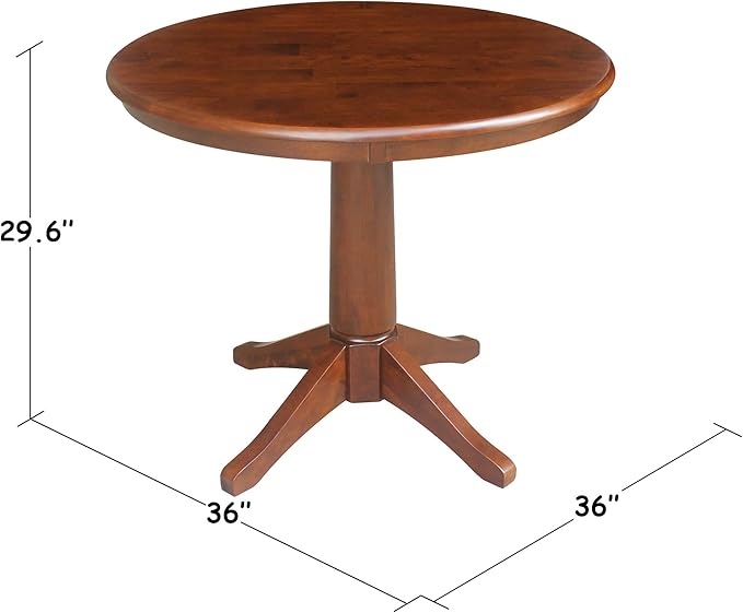 International Concepts 36" Round Top Pedestal 2 Chairs Dining Table, Espresso