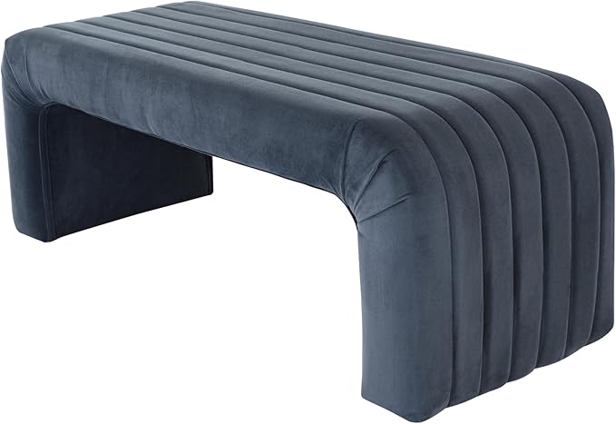Spatial Order Modern Arch Channel Bench | Bench for Living Room & Bedroom | Decorative Home Furniture - Blue Velvet