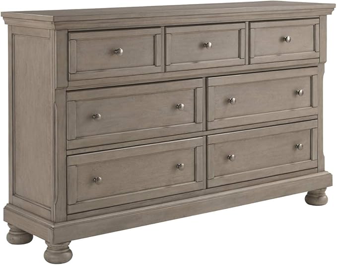 Signature Design by Ashley Lettner Modern Traditional 7 Drawer Dresser, Light Gray