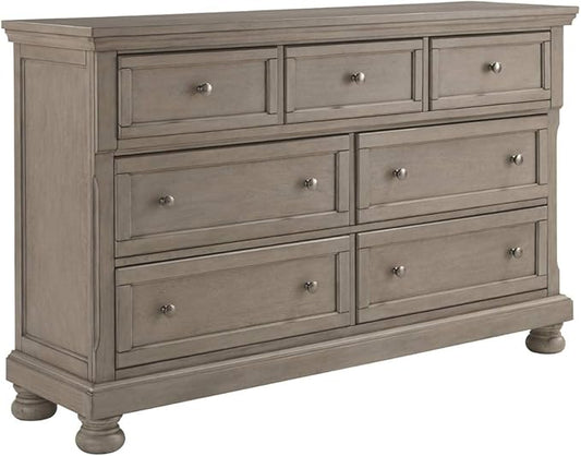 Signature Design by Ashley Lettner Modern Traditional 7 Drawer Dresser, Light Gray