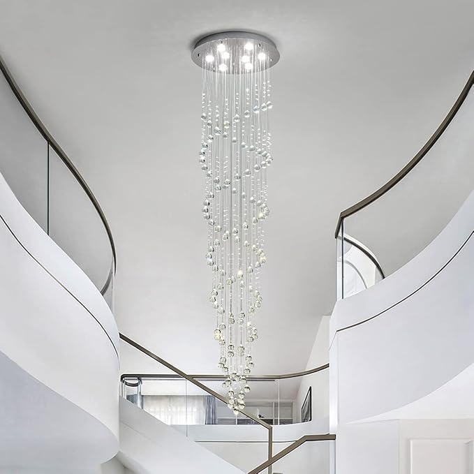 Saint Mossi Modern K9 Crystal Raindrop Chandelier Lighting, Modern Crystal Light Fixture, K9 Crystal Chandeliers, Double Swirl 6 GU10 Bulbs Required