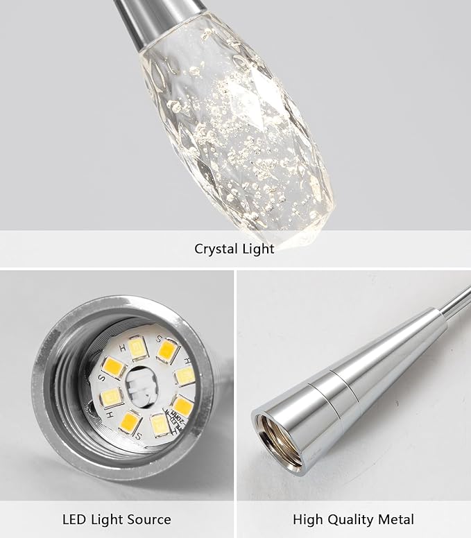 46-Lights 19 Feet Large Modern Chandelier LED Light Fixtures High Ceiling Long Light Chandelier for Entrance Foyer Dimmable Lights with Remote Living Room Ceiling Pendant Lighting Shine Silver
