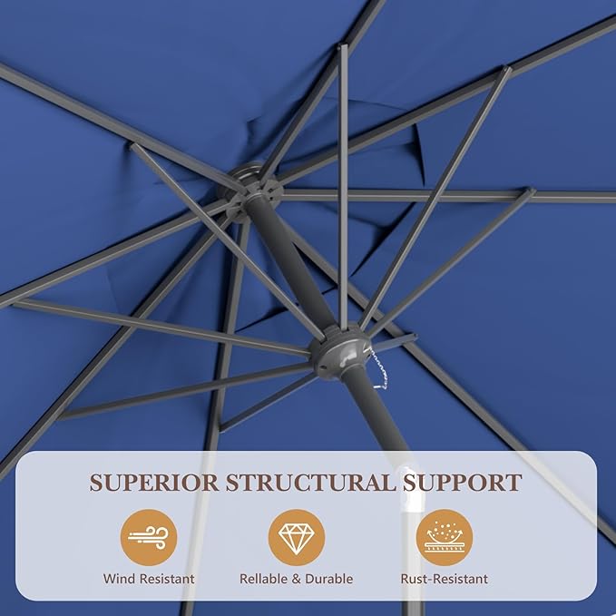 Sannwsg Outdoor Patio Umbrella,Table Umbrella with Push Button Tilt and Crank,Market Umbrella with 8 Sturdy Ribs,Yard Umbrella