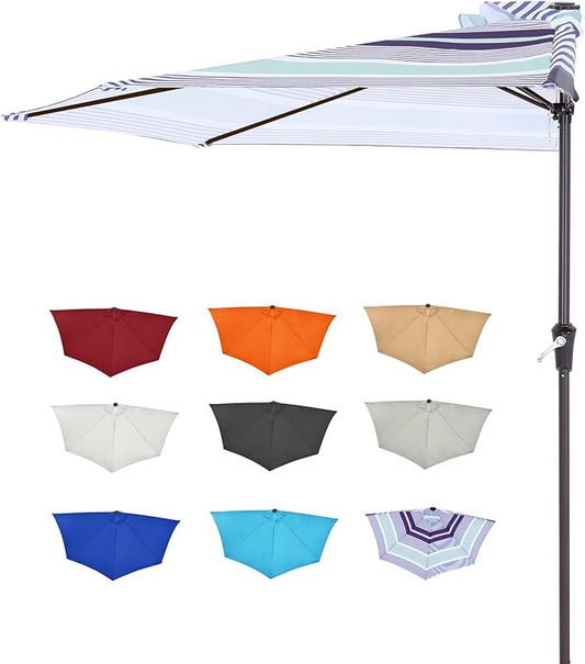 ABCCANOPY Patio Half Umbrellas 10FT (Blue Purple Stripes)
