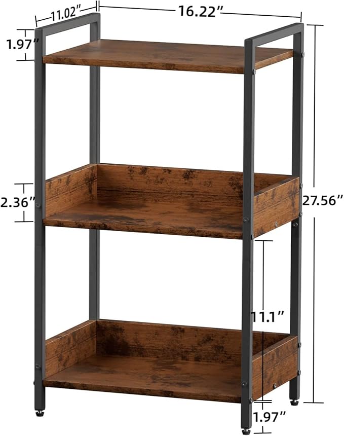 Bookshelf Bookcase with Storage Cabinet, 3-Tier Modern Corner Bookshelves, Narrow Wood Book Rack, Mini Floor Standing Book Organizer for Kid Room, Bedroom, Living Room, Home Office, CD/DVD