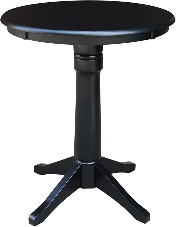 International Concepts 30" Round Top Pedestal Table-34.9" H, Black