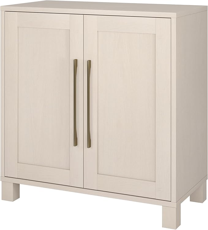 Henn&Hart 28" Wooden Accent Cabinet, Modern Sideboard Buffet Cabinet with 2 Doors and an Adjustable Shelf for Living Room, Dining Room, Bedroom or Entryway, Beech White