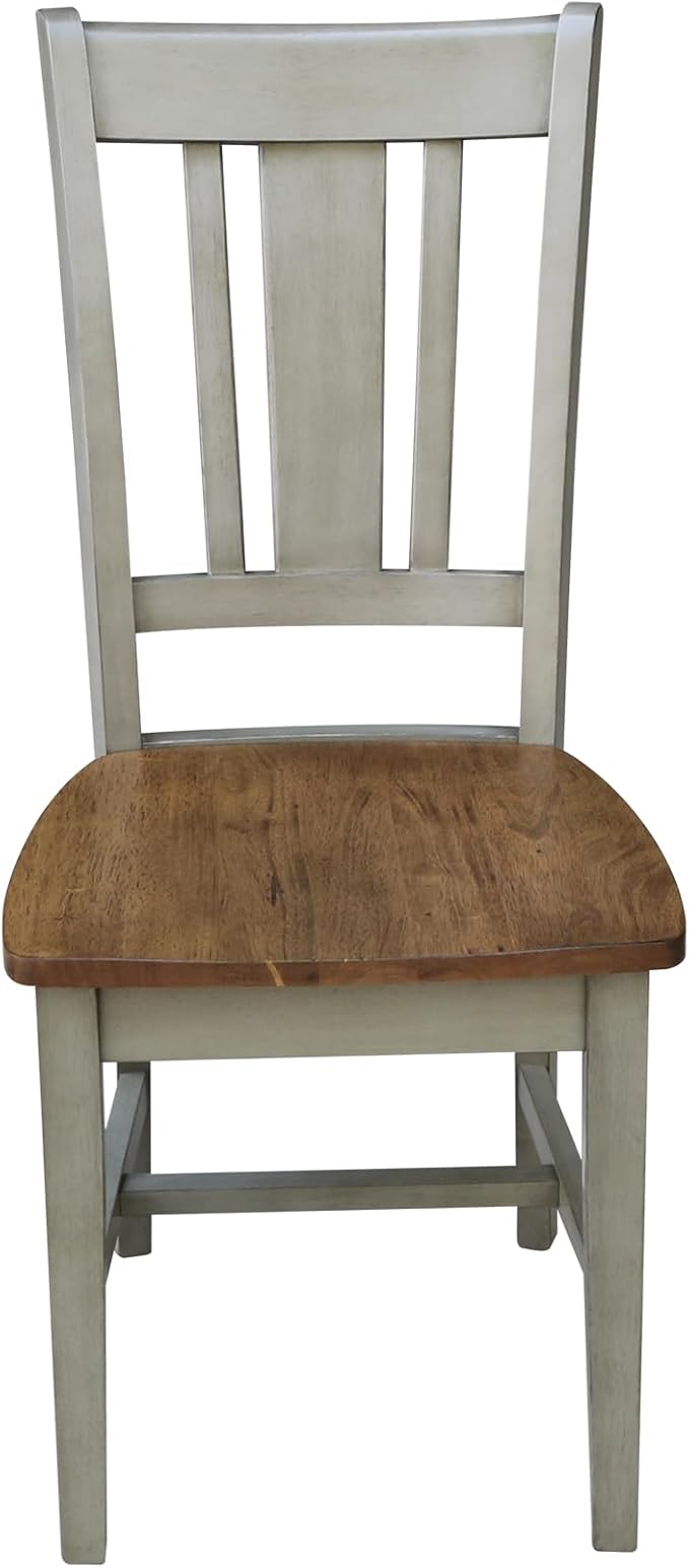 IC INTERNATIONAL CONCEPTS 36" Round Solid Wood Distressed Hickory/Stone Dining Table with 2 Chairs