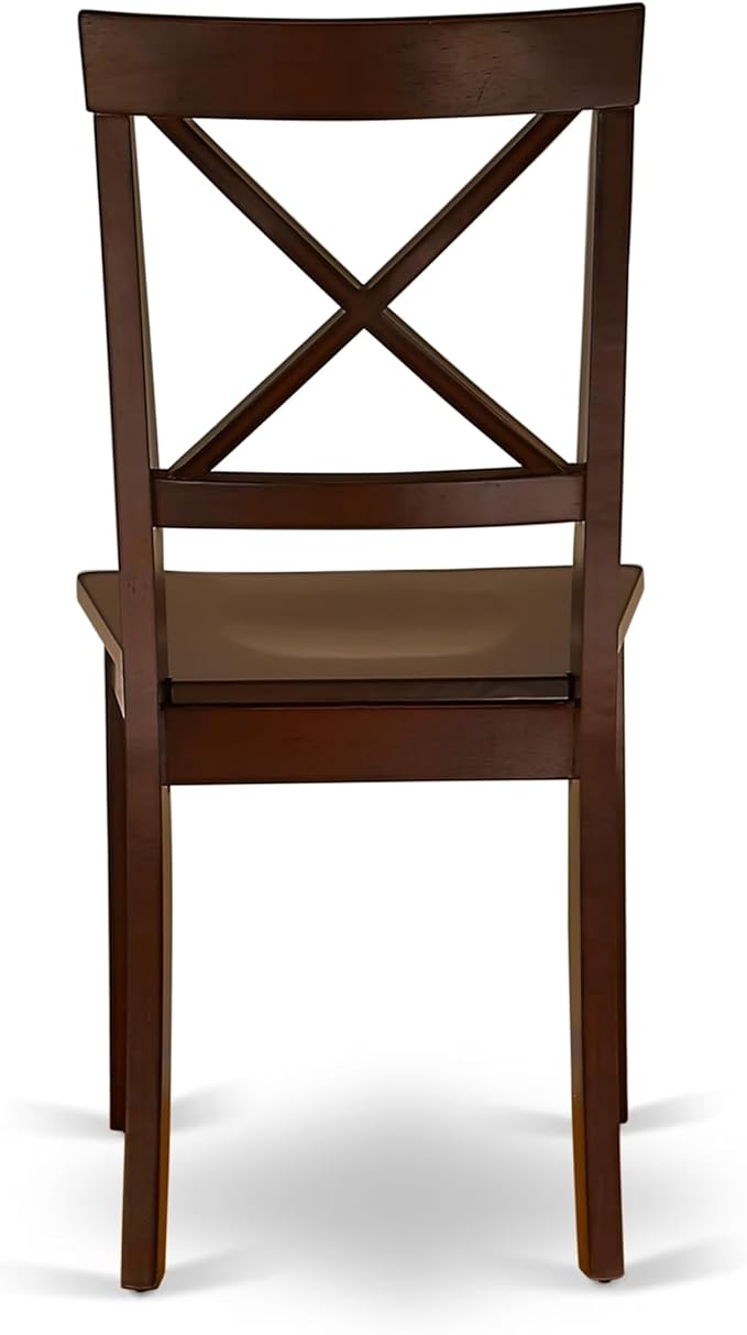 East West Furniture ANBO3-MAH-W 3 Piece Dining Set Contains a Round Kitchen Table with Pedestal and 2 Dining Chairs, 36x36 Inch, Mahogany