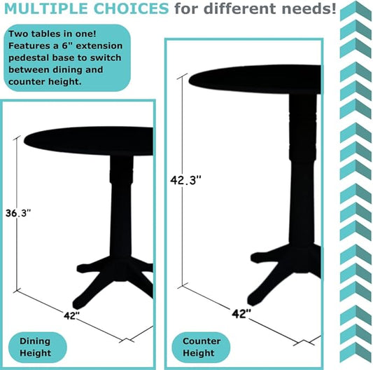 IC INTERNATIONAL CONCEPTS 30" Round Solid Wood Gray Table-Counter Height